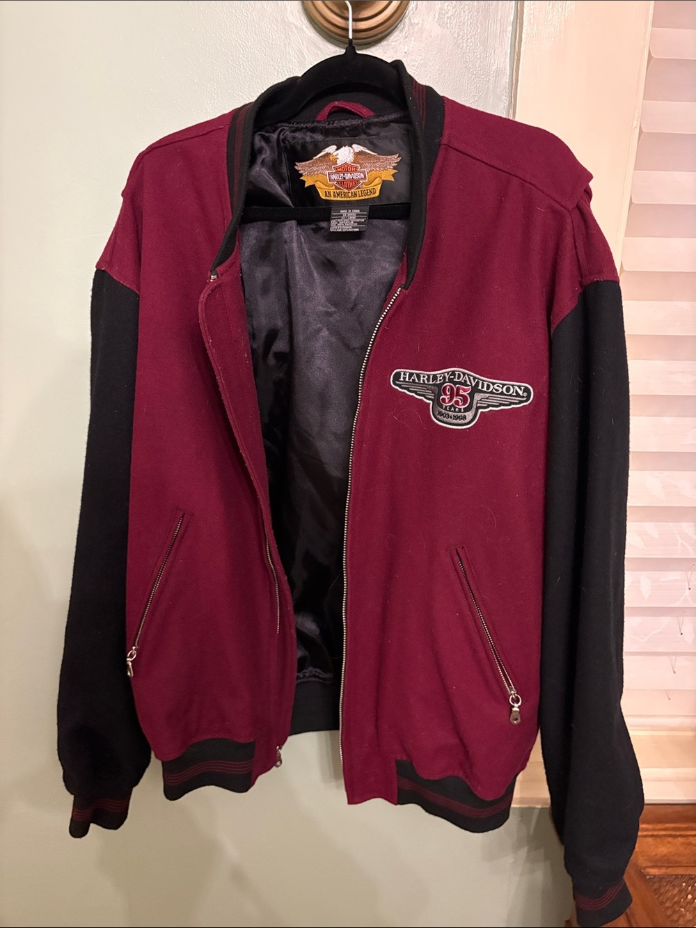 Harley Davidson 95th Anniversary Wool Varsity Letterman Jacket XXL 1903 1998